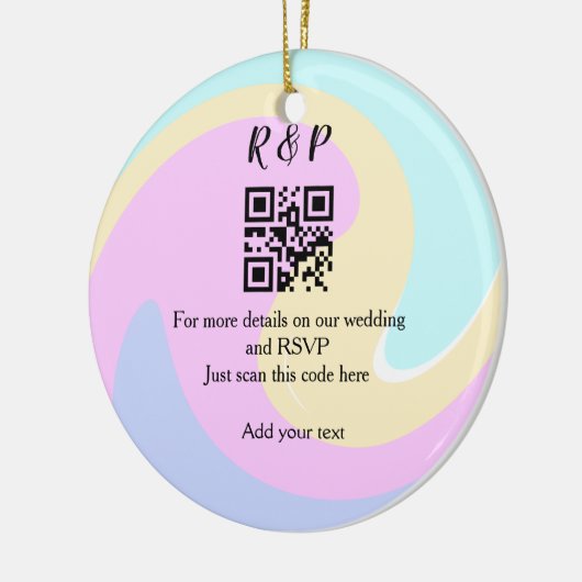 Trouwwebsite RSVP QR-code voeg naamtekst toe  Keramisch Ornament (Links)