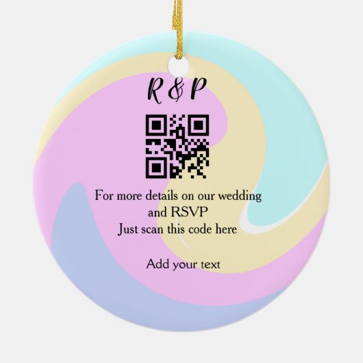 Trouwwebsite RSVP QR-code voeg naamtekst toe Keramisch Ornament (Achterkant)