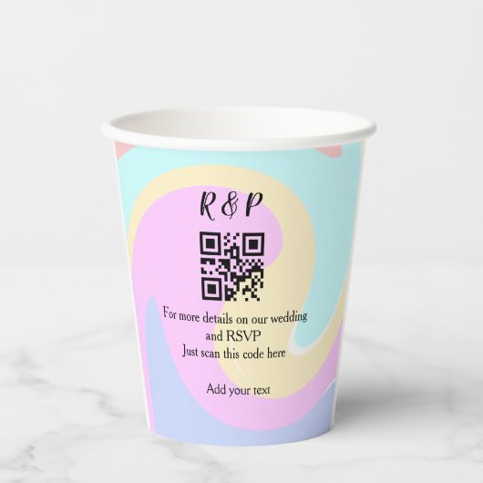 Trouwwebsite RSVP QR-code voeg naamtekst toe  Papieren Bekers (Voorkant)