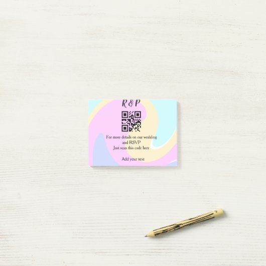 Trouwwebsite RSVP QR-code voeg naamtekst toe Post-it® Notes (Op bureau)