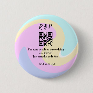 Trouwwebsite RSVP QR-code voeg naamtekst toe  Ronde Button 5,7 Cm