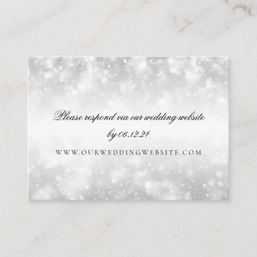 Trouwwebsite RSVP Silver Shimmer Lights Informatiekaartje (Voorkant)