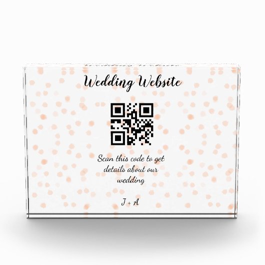 Trouwwebsite scan QR-code voor details oranje zo Fotoblokken (Voorkant)