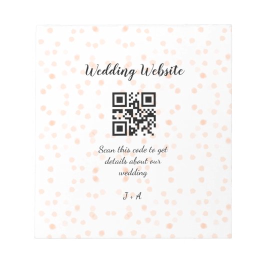 Trouwwebsite scan QR-code voor details oranje zo Notitieblok (Voorkant)