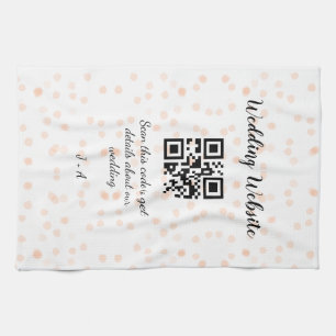 Trouwwebsite scan QR-code voor details oranje zo Theedoek