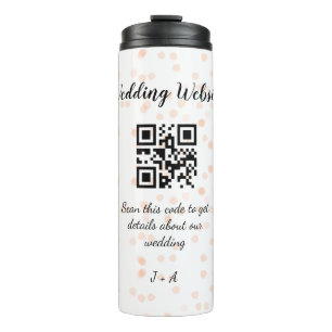 Trouwwebsite scan QR-code voor details oranje zo Thermosbeker