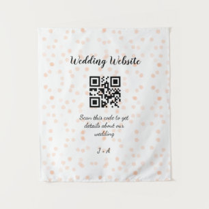 Trouwwebsite scan QR-code voor details oranje zo Wandkleed