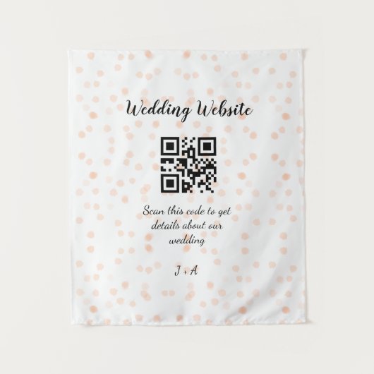 Trouwwebsite scan QR-code voor details oranje zo Wandkleed (Voorkant)