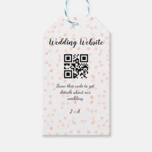 Trouwwebsite scan QR-code voor details sinaasappel Cadeaulabel