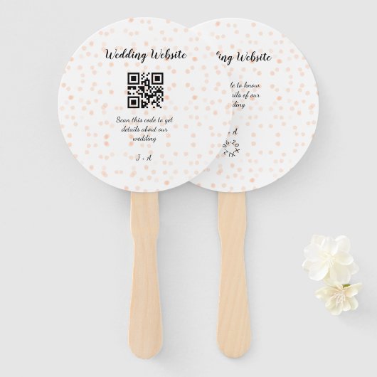 Trouwwebsite scan QR-code voor details sinaasappel Handwaaier (Voorkant en achterkant)