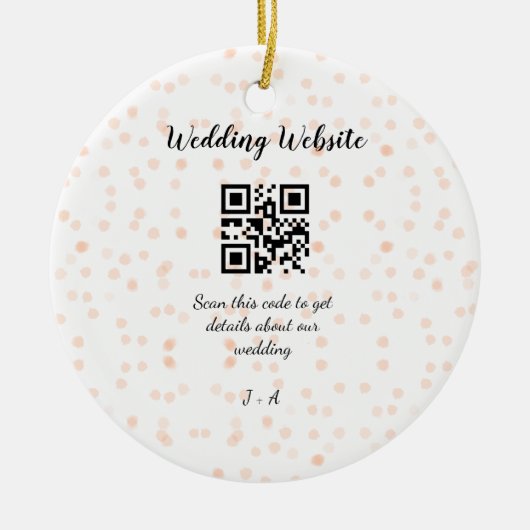 Trouwwebsite scan QR-code voor details sinaasappel Keramisch Ornament (Voorkant)