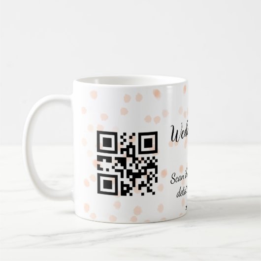 Trouwwebsite scan QR-code voor details sinaasappel Koffiemok (Links)