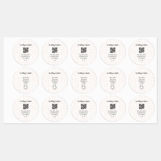 Trouwwebsite scan QR-code voor details sinaasappel Labels (Vel)