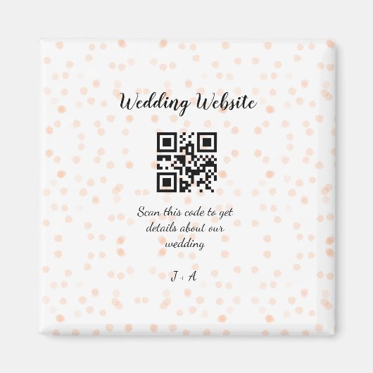 Trouwwebsite scan QR-code voor details sinaasappel Magneet (Voorkant)