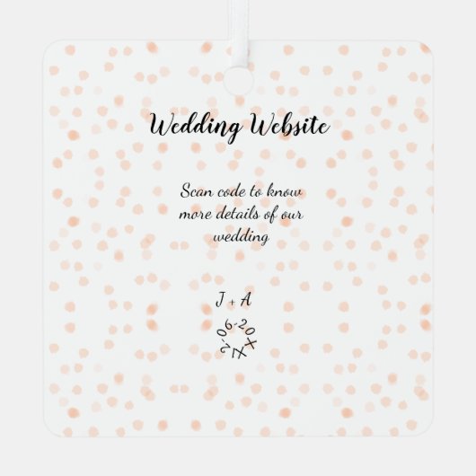 Trouwwebsite scan QR-code voor details sinaasappel Metalen Ornament (Achterkant)