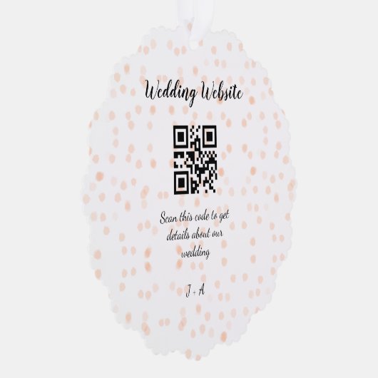 Trouwwebsite scan QR-code voor details sinaasappel Ornament Kaart (Rechts)