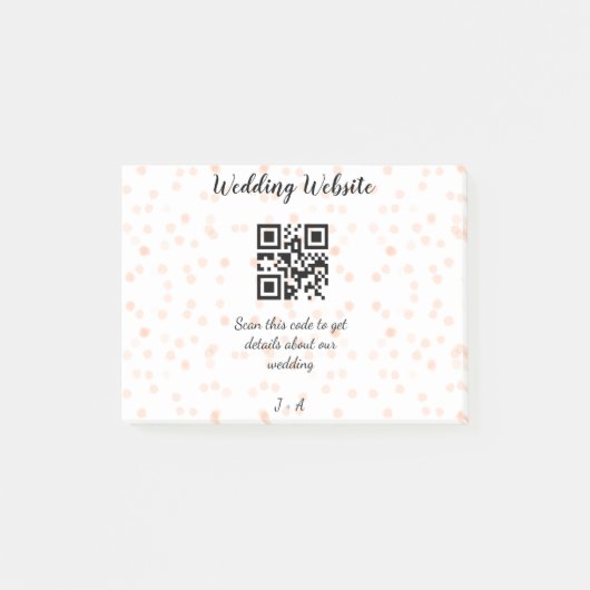 Trouwwebsite scan QR-code voor details sinaasappel Post-it® Notes (Voorkant)