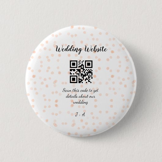 Trouwwebsite scan QR-code voor details sinaasappel Ronde Button 5,7 Cm (Voorkant)
