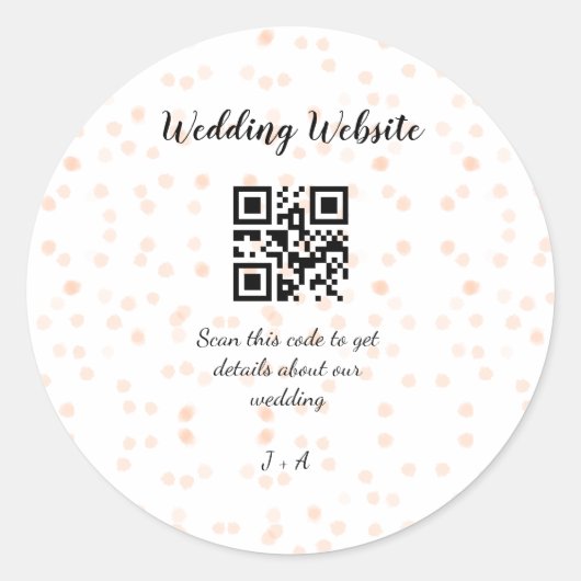 Trouwwebsite scan QR-code voor details sinaasappel Ronde Sticker (Voorkant)