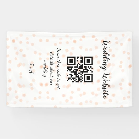 Trouwwebsite scan QR-code voor details sinaasappel Spandoek (Horizontaal)