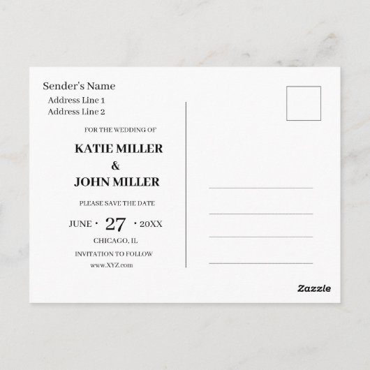 Trouwwebsite Voeg Naam Tekst QR-code Minimalistisc Briefkaart (Achterkant)