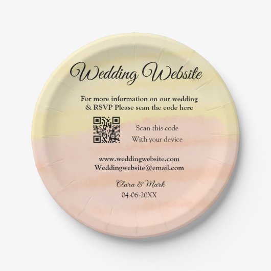 Trouwwebsite voeg QR-code scan toe voeg naam datum Papieren Bordje (Voorkant)