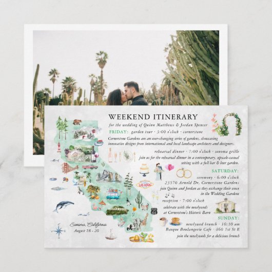 Trouwweekend in Napa | Reisplan kaart (Voorkant / Achterkant)