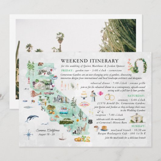 Trouwweekend in Napa | Reisplan kaart (Voorkant / Achterkant)
