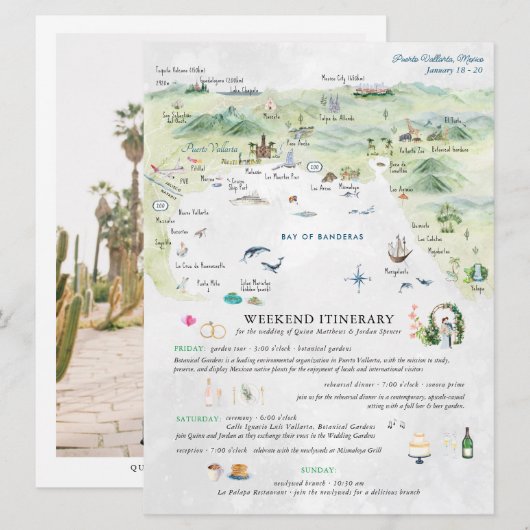 Trouwweekend in Puerto Vallarta | Reisplan (Voorkant / Achterkant)