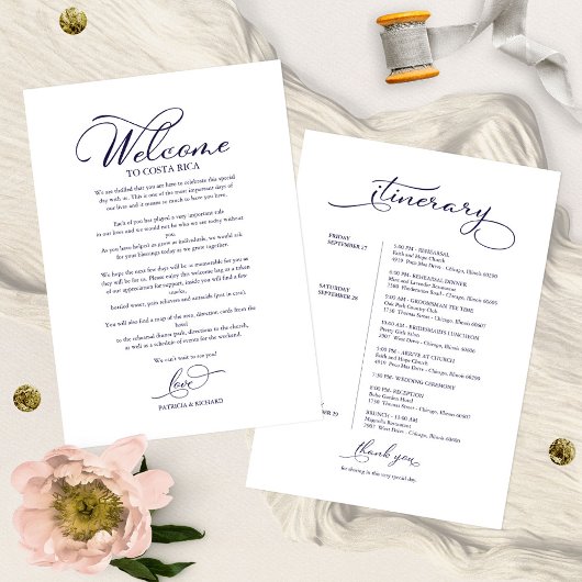 Trouwweekend Itinerarium Elegant Script Welkom