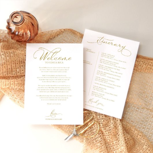 Trouwweekend Itinerary Elegant Script Rooster Kaart