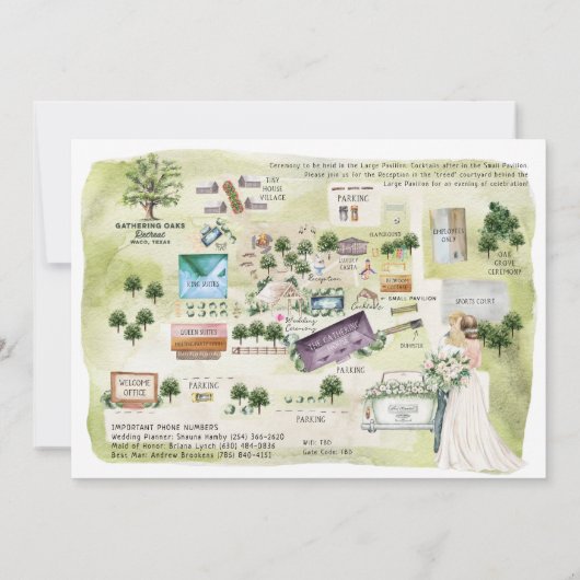Trouwweekend Itinerary | Gathering Oaks Waco Kaart (Achterkant)