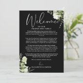 Trouwweekend Itinerary Groene Bloemen Programmakaart (Staand voorkant)