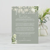 Trouwweekend Itinerary Sage Groene Bloemen Programmakaart (Staand voorkant)