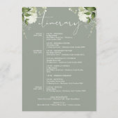 Trouwweekend Itinerary Sage Groene Bloemen Programmakaart (Achterkant)