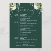 Trouwweekend Itinerary Smaragdgroene Bloemen Programmakaart (Achterkant)