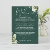 Trouwweekend Itinerary Smaragdgroene Bloemen Programmakaart (Staand voorkant)