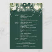 Trouwweekend Itinerary Smaragdgroene Bloemen Programmakaart (Achterkant)