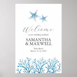 Trouwweekend op het Strand Welkomstbord Zeester Poster