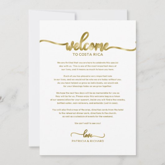 Trouwweekend Verwelkoming en Reisprogramma Letter  Kaart (Voorkant)