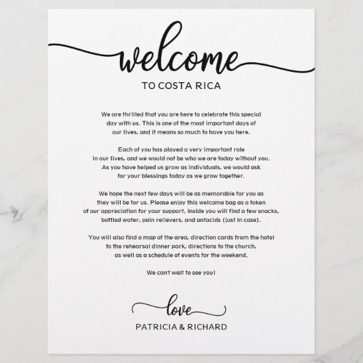 Trouwweekend Welkom Itinerari Simple Chic (Voorkant)