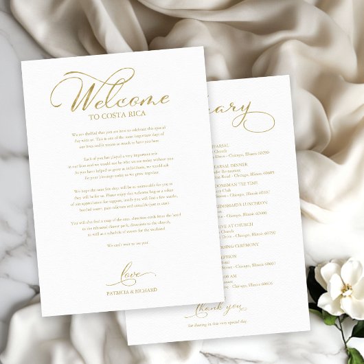 Trouwweekend Welkom Itinerarium Elegant Schrift