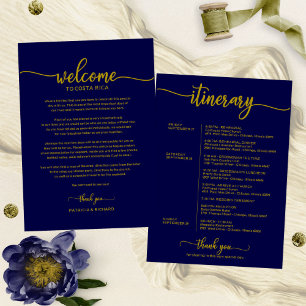 Trouwweekend Welkom Itinerarium Goud Navyblauw Kaart