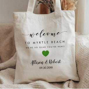 Trouwwelkomsttas voor hotelbestemming, groen tote bag