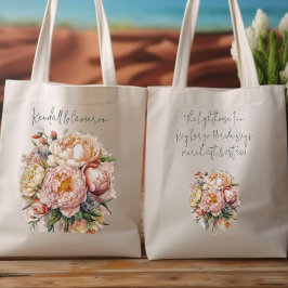 Trouwwelkomsttassen Pink Pioenenontwerp Tote Bag