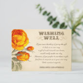 Trouwwens goed  oranje rozen informatiekaartje (Staand voorkant)