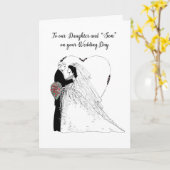 Trouwwensen dochter & “zoon” Zwart Wit, Bruid Kaart (Gele Bloem)