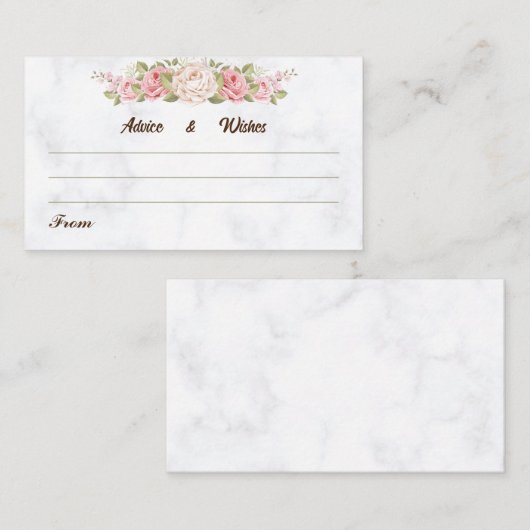 Trouwwensen Elegante Roos Bloem Huwelijksadvies Informatiekaartje (Voorkant / Achterkant)