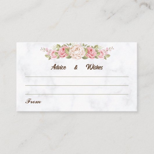 Trouwwensen Elegante Roos Bloem Huwelijksadvies Informatiekaartje (Voorkant)