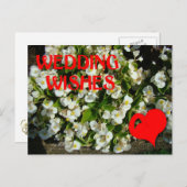 Trouwwensen, hart en bloemen briefkaart (Voorkant / Achterkant)